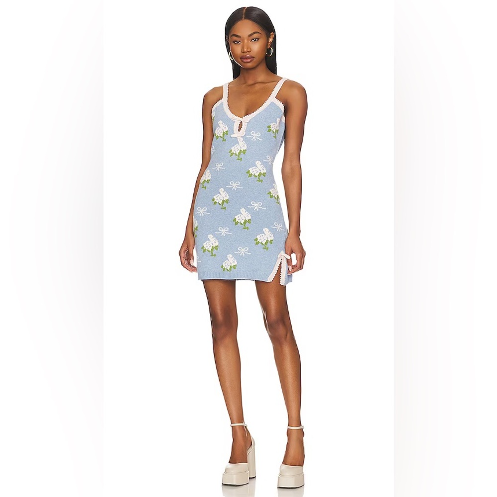 LoveShackFancy Lopez Dress in Periwinkle Orchard, Size Small